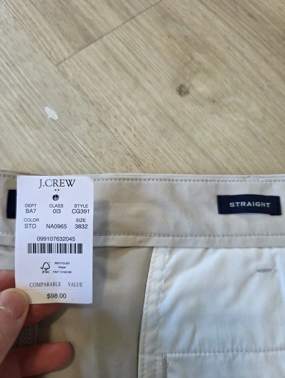 J. Crew Straight-fit Tech Chino Pant Size W38L32 Beige
